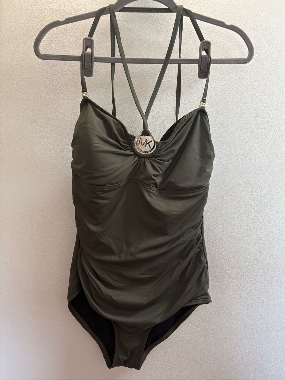 Michael Michael Kors Olive Green One Piece Halter Swimsuit 10